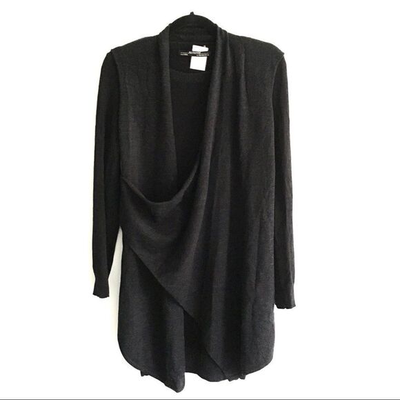 AllSAINTS Drina Draped Long Sleeve Mini Dress Charcoal Black 2 - Picture 3 of 13